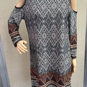 Geometric Pattern Long Sleeve Dress